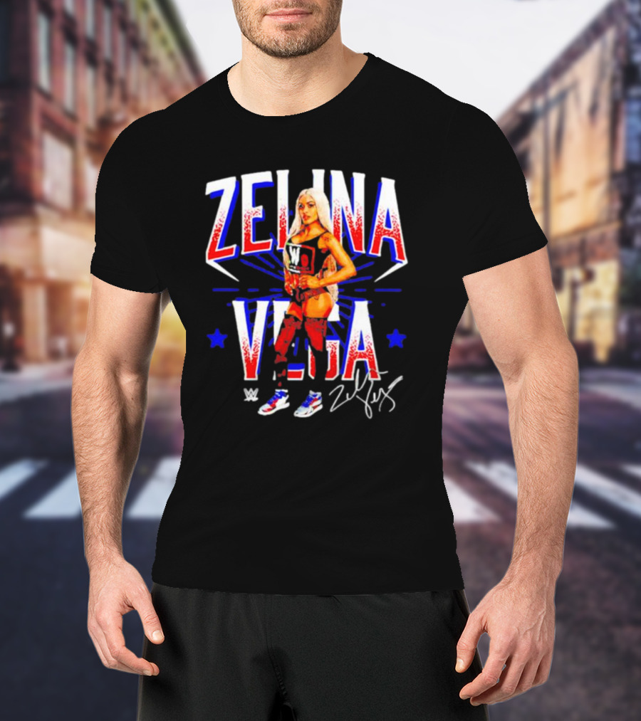 Zelina Vega LWO Signature WWE Red Blue Star T-Shirt
