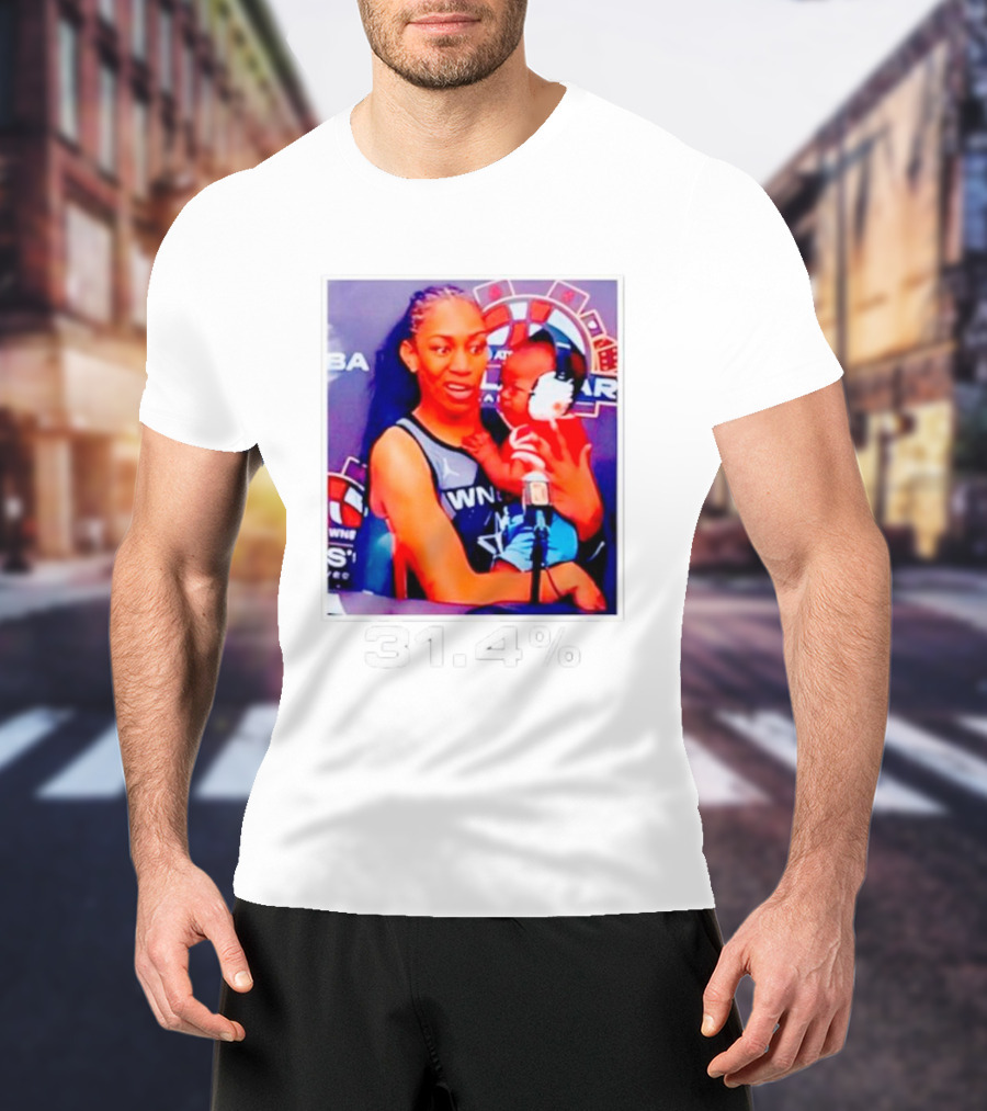A’ja Wilson Holding Baby 31.4% WNBA Stars T-Shirt