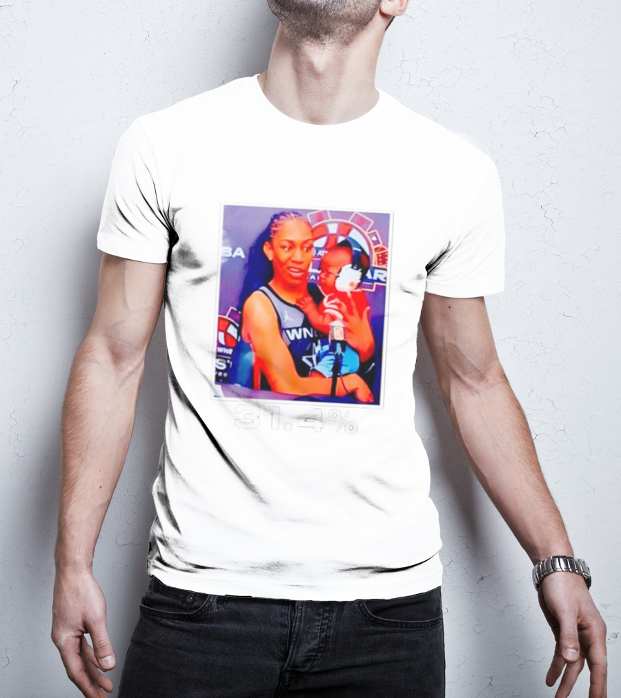A’ja Wilson Holding Baby 31.4% WNBA Stars T-Shirt