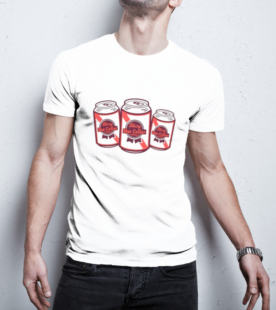 Bburg Blue Collar Football Three Cans T-Shirt
