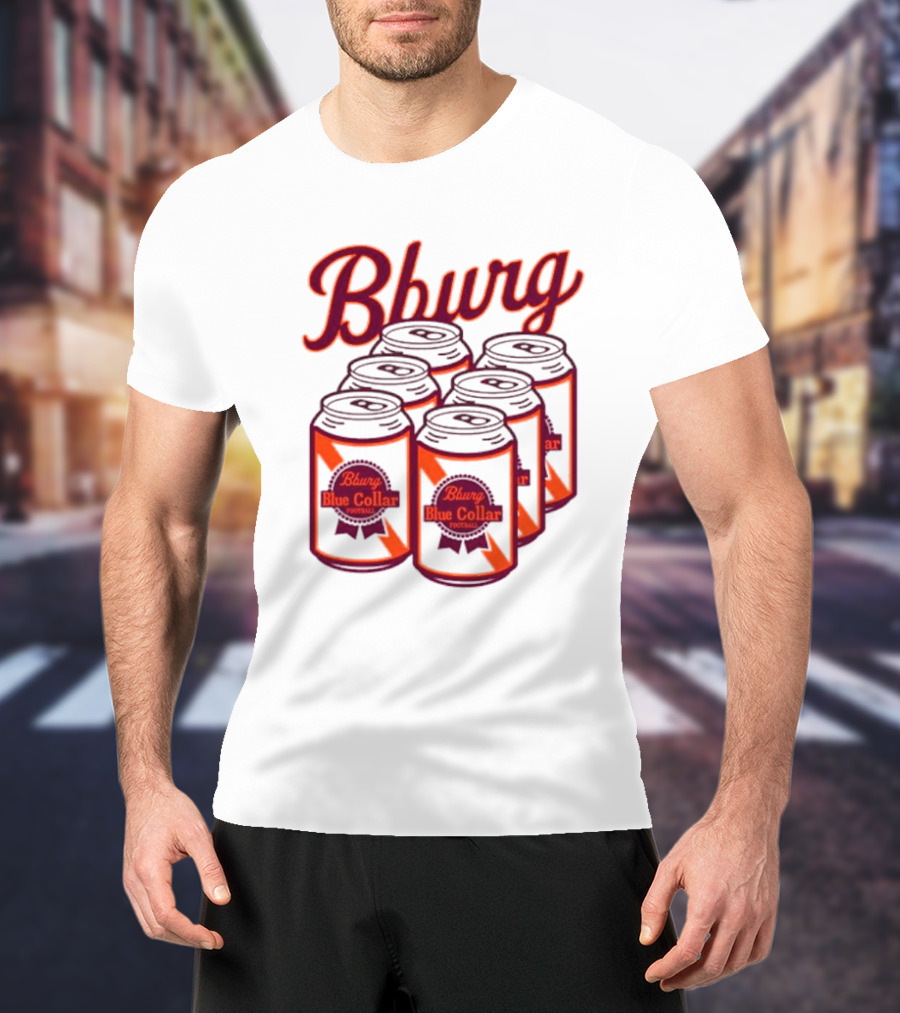 Bburg Blue Collar Football Cans T-Shirt