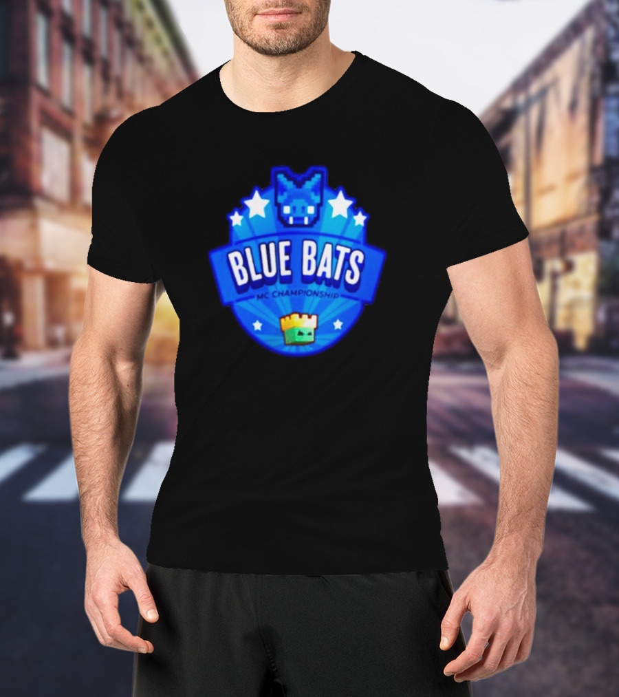 Blue Bats MC Championship Starry Badge Minecraft Competition T-Shirt