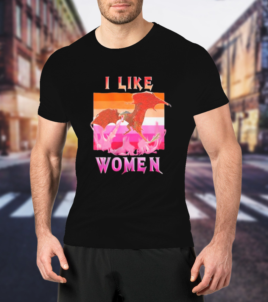 I Like Women Dragon Lesbian Flag T-Shirt