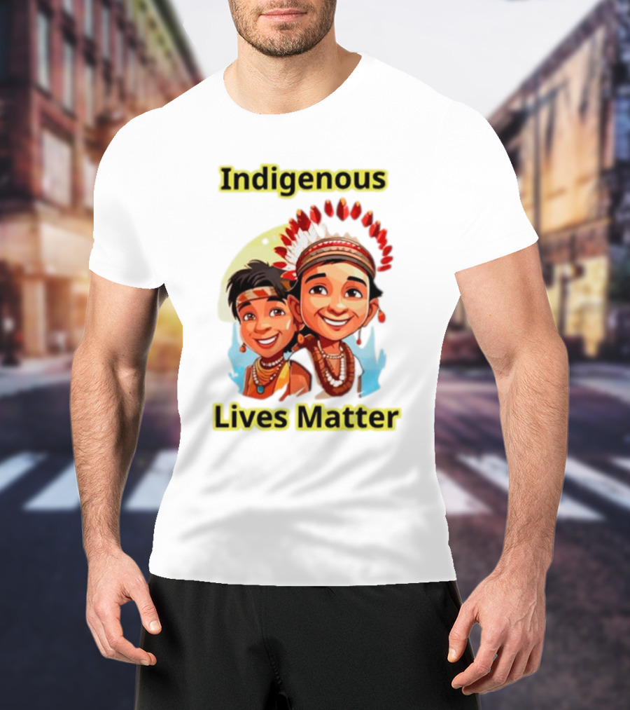 Indigenous Lives Matter Smiling Children Wearing Traditional Headdress T-Shirt