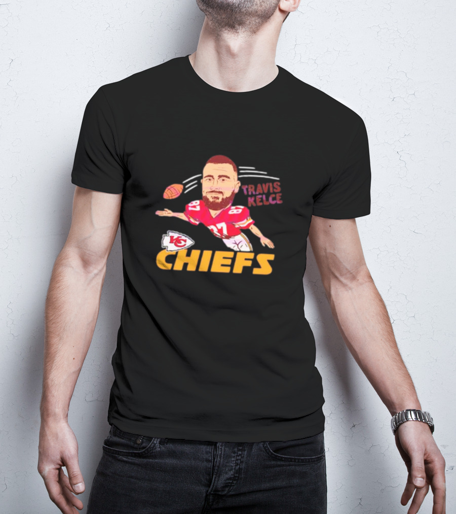 Travis Kelce Kansas City Chiefs Football Cartoon T-Shirt