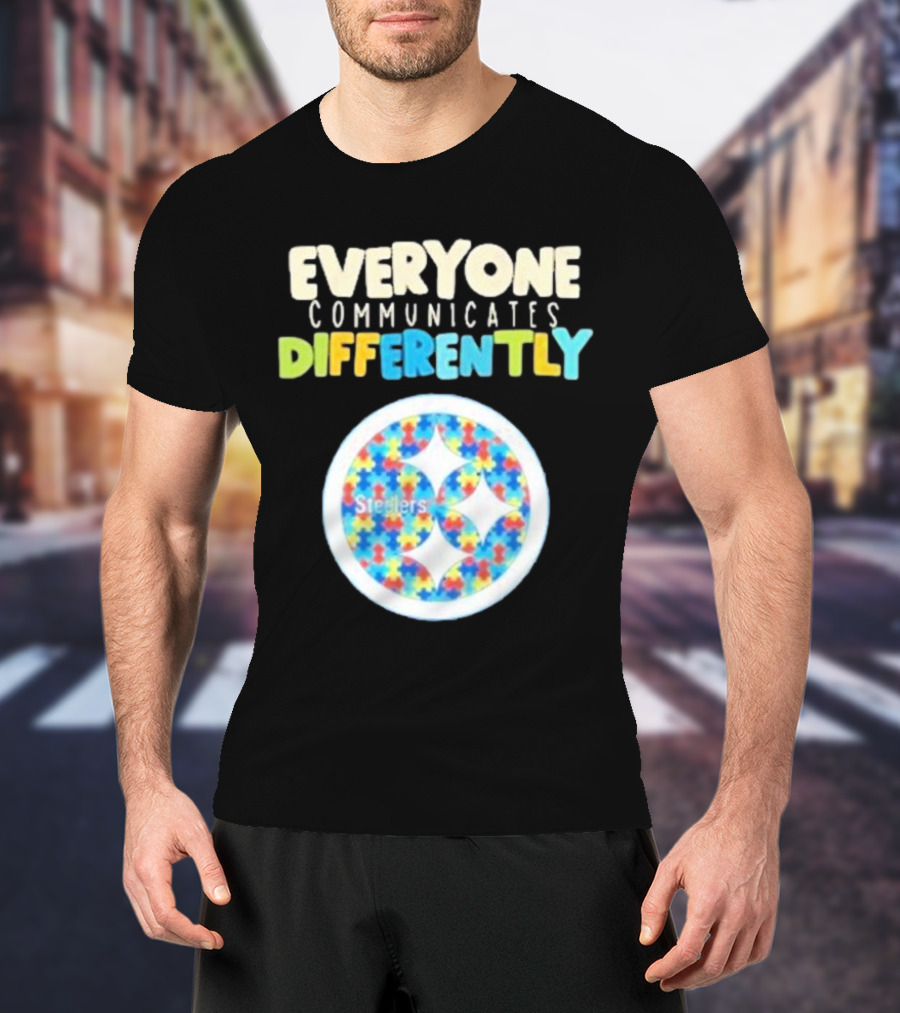 Everyone Communicates Differently Steelers Puzzle T-Shirt