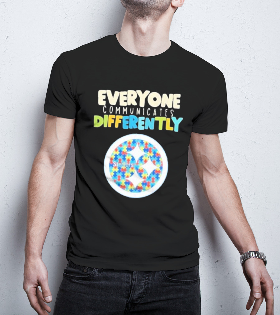 Everyone Communicates Differently Steelers Puzzle T-Shirt
