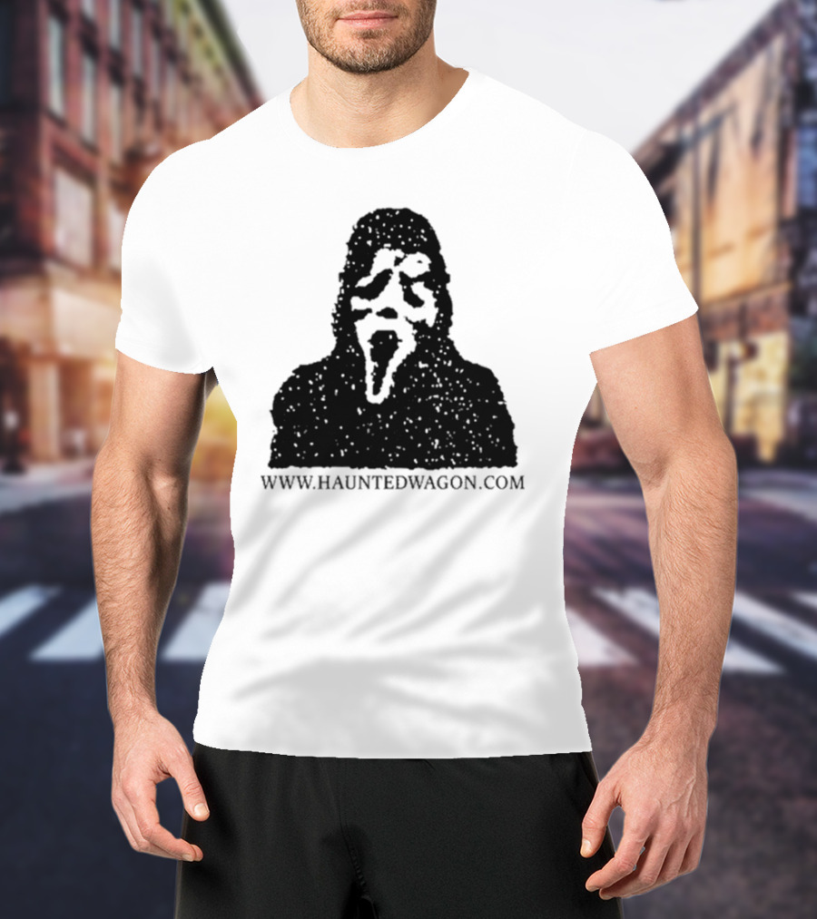 Onlineceramics Haunted Wagon Scream Mask Silhouette Www.hauntedwagon.com T-Shirt