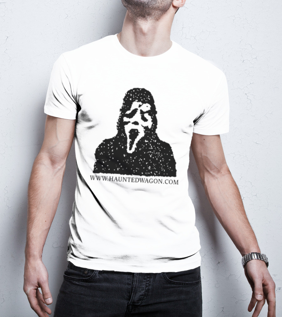 Onlineceramics Haunted Wagon Scream Mask Silhouette Www.hauntedwagon.com T-Shirt