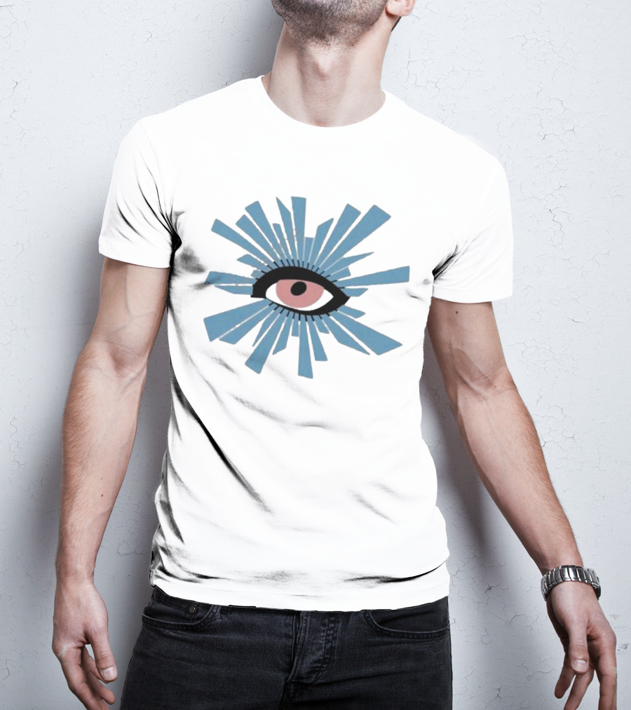 In Gothic Store House Of Errors Eye Design With Radiating Blue Shards T-Shirt