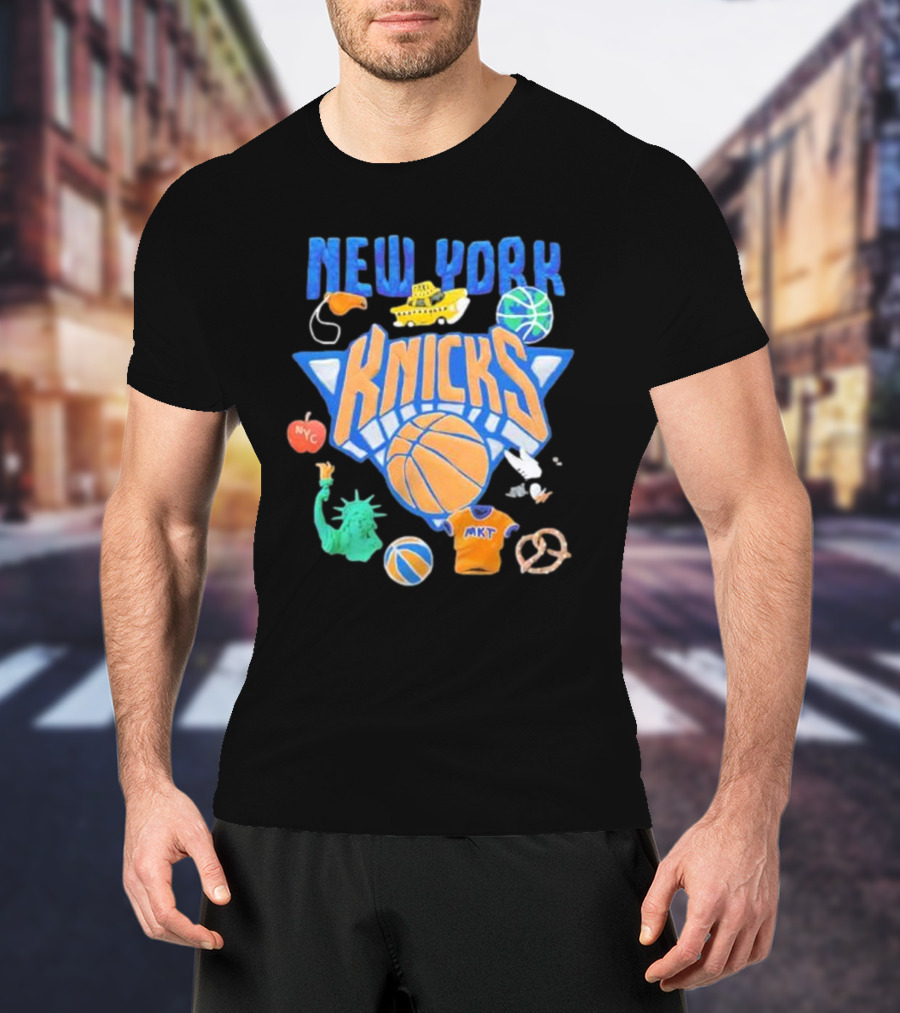 New York Knicks NBA Market Claymation NYC Basketball Iconic Symbols T-Shirt