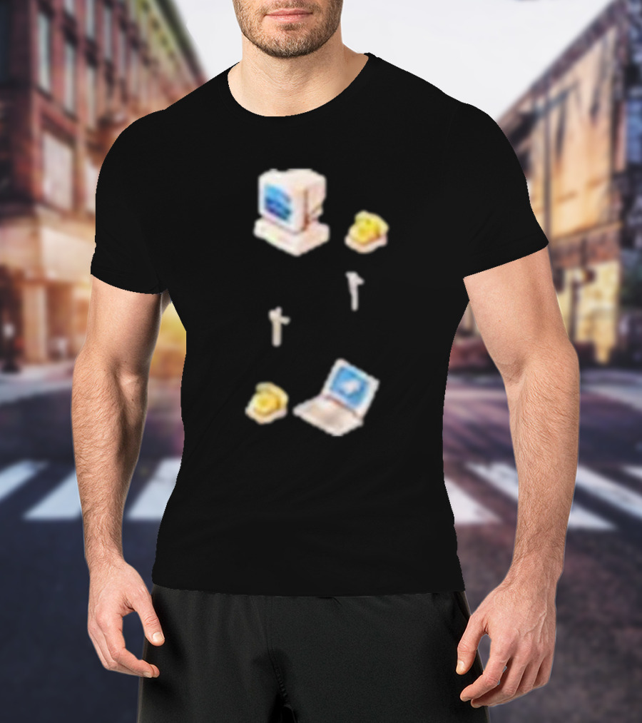 Wilbur’s Dial Up Vintage Computer And Classic Yellow Telephones Nostalgia T-Shirt