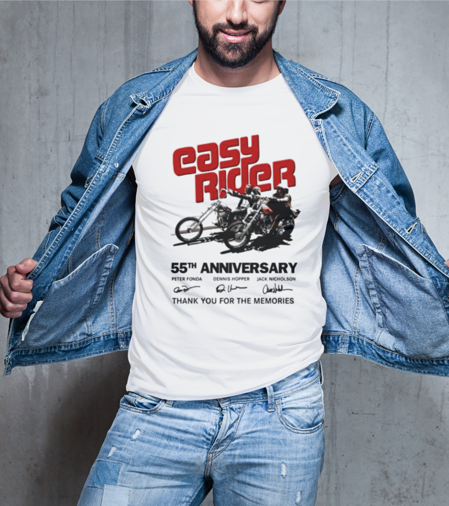 Easy Rider 55th Anniversary Dennis Hopper Jack Nicholson Peter Fonda Thank You For The Memories T-Shirt