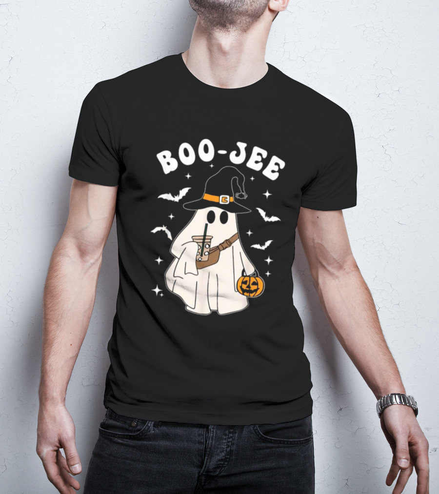 Boo Jee Ghost Halloween Costume Witch Hat Coffee Pumpkin T-Shirt