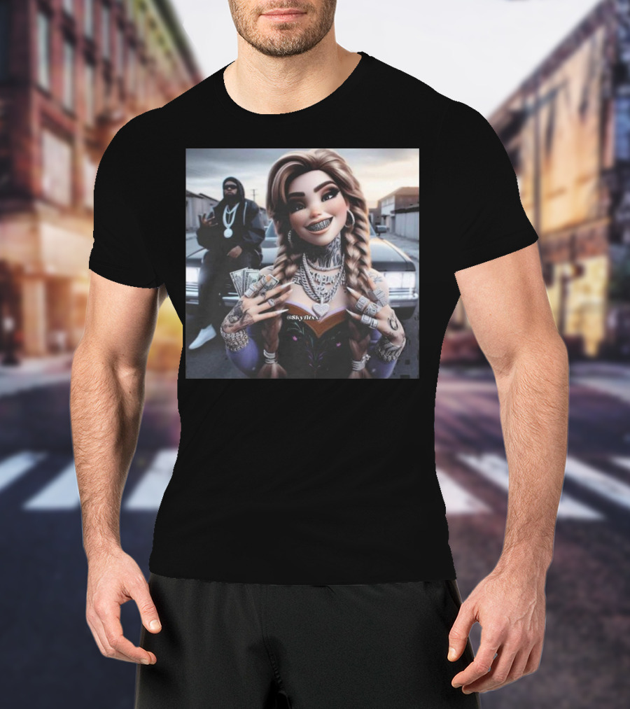 Anna Disney Grill Tattooed Street Style With Braids And Bling T-Shirt