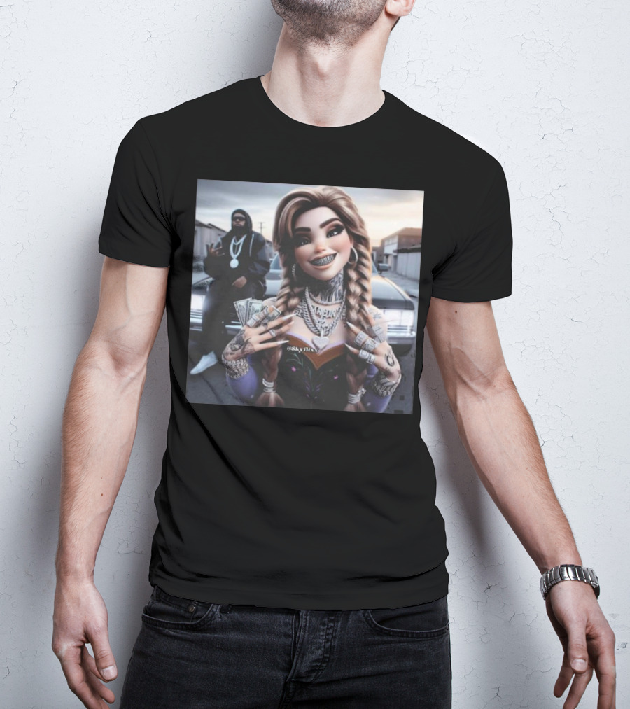 Anna Disney Grill Tattooed Street Style With Braids And Bling T-Shirt