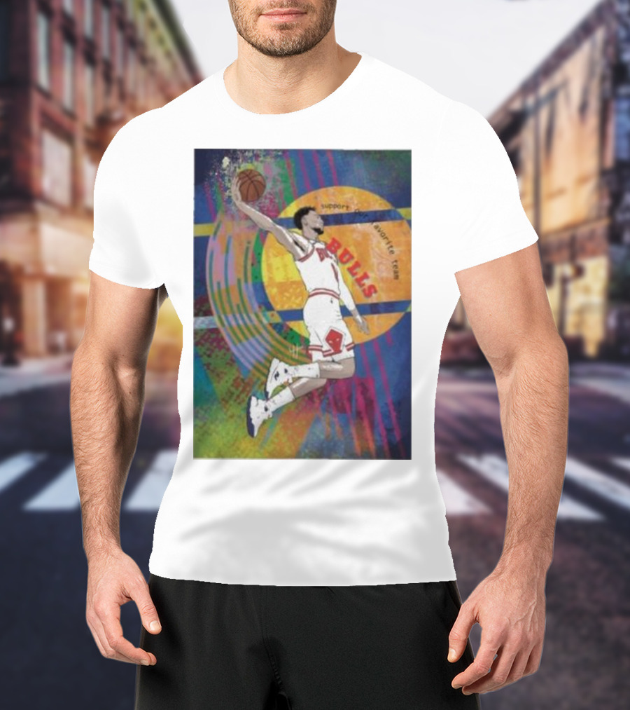 Support Favorite Team Bulls Basketball Player A Special For Chicago Fans Colorful T-Shirt