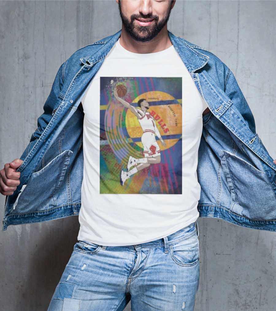 Support Favorite Team Bulls Basketball Player A Special For Chicago Fans Colorful T-Shirt