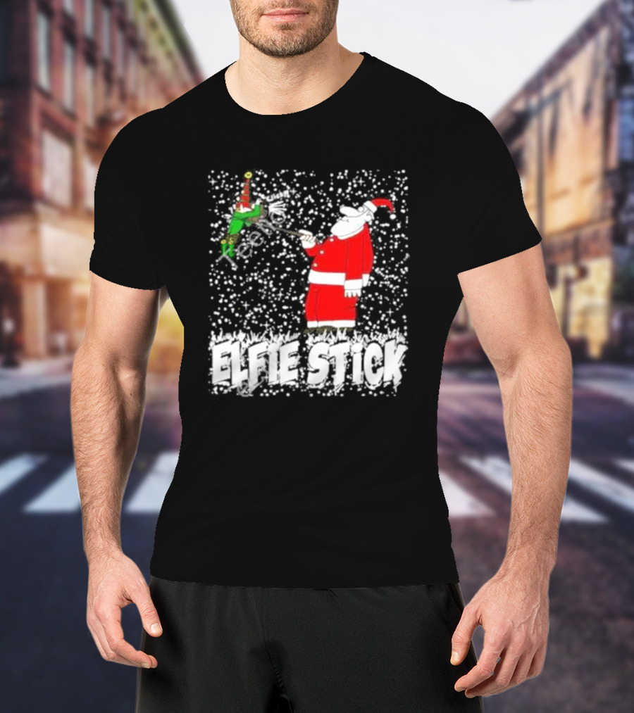 Elfie Stick Santa Christmas Humor T-Shirt