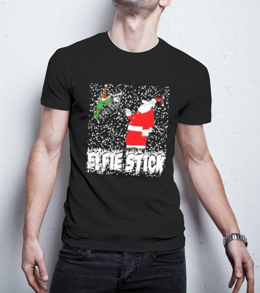 Elfie Stick Santa Christmas Humor T-Shirt