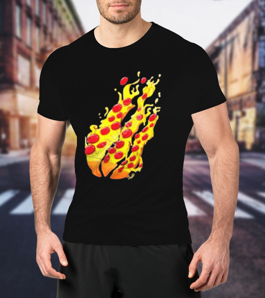 Preston Stylez Fire Pizza Flaming Pepperoni Blaze T-Shirt