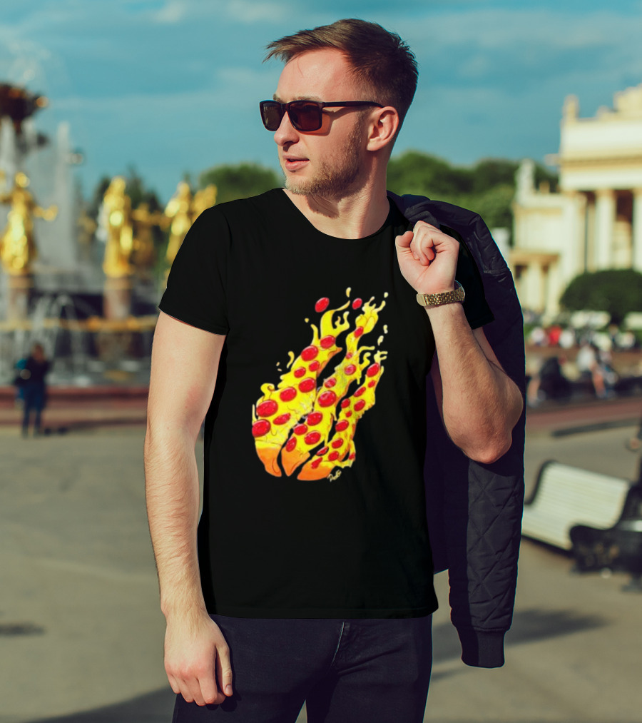Preston Stylez Fire Pizza Flaming Pepperoni Blaze T-Shirt