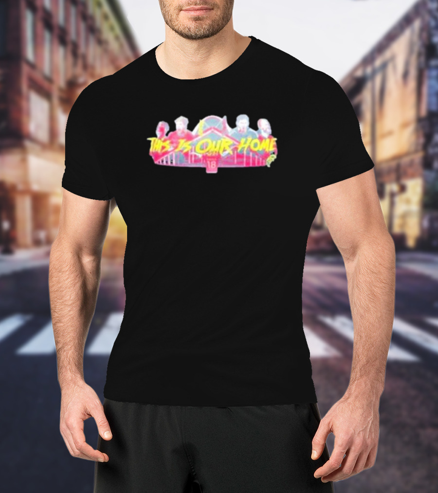 This Is Our Home Baseball Themed Design With Iconic Bridge And Figures T-Shirt