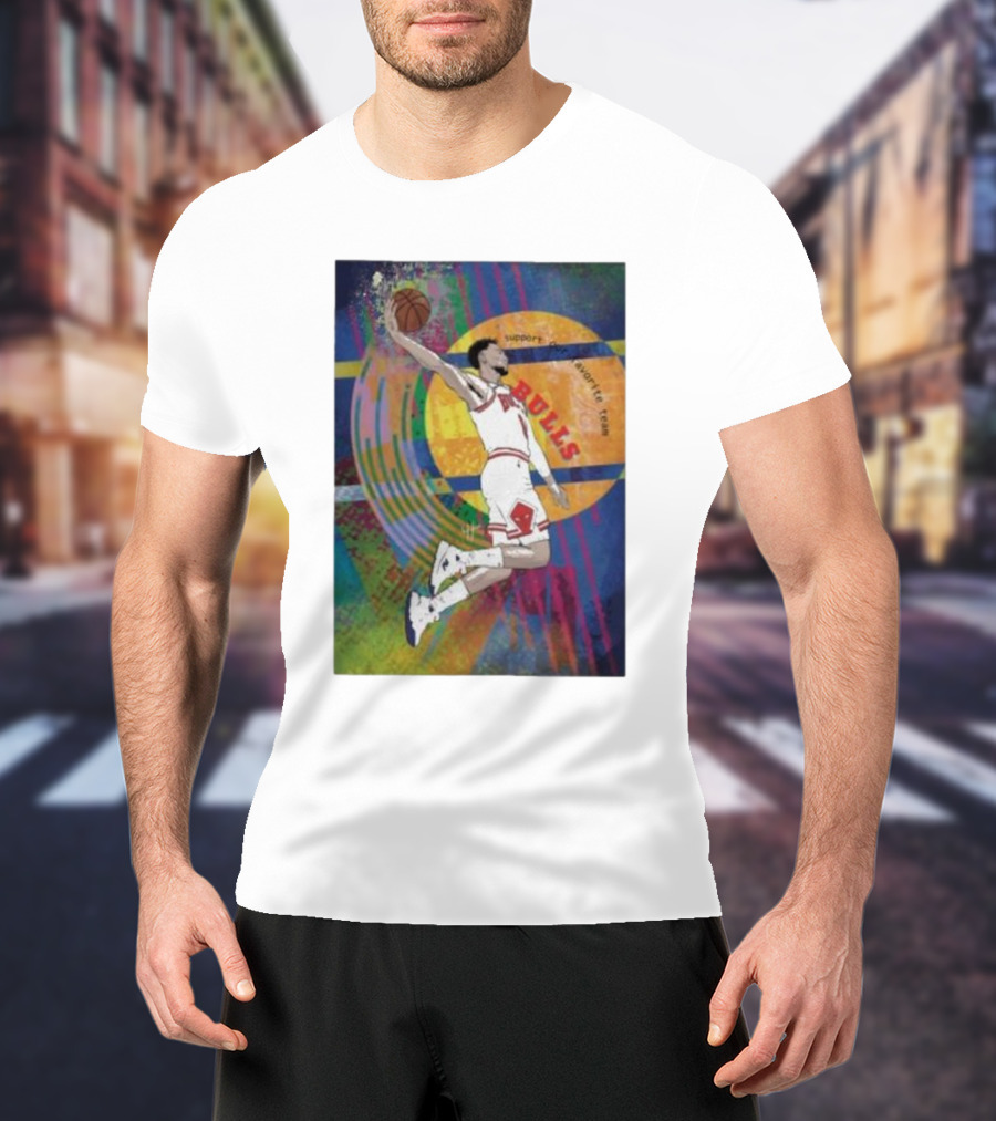 Basketball Player A Support Colorful Chicago Bulls Fans T-Shirt