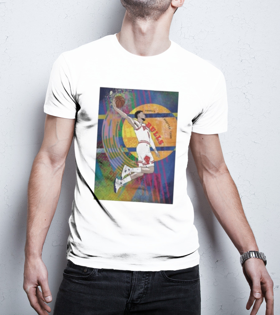 Basketball Player A Support Colorful Chicago Bulls Fans T-Shirt