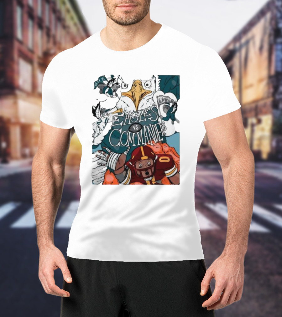 Eagles Vs Commanders Cartoon October 29 Football Showdown T-Shirt