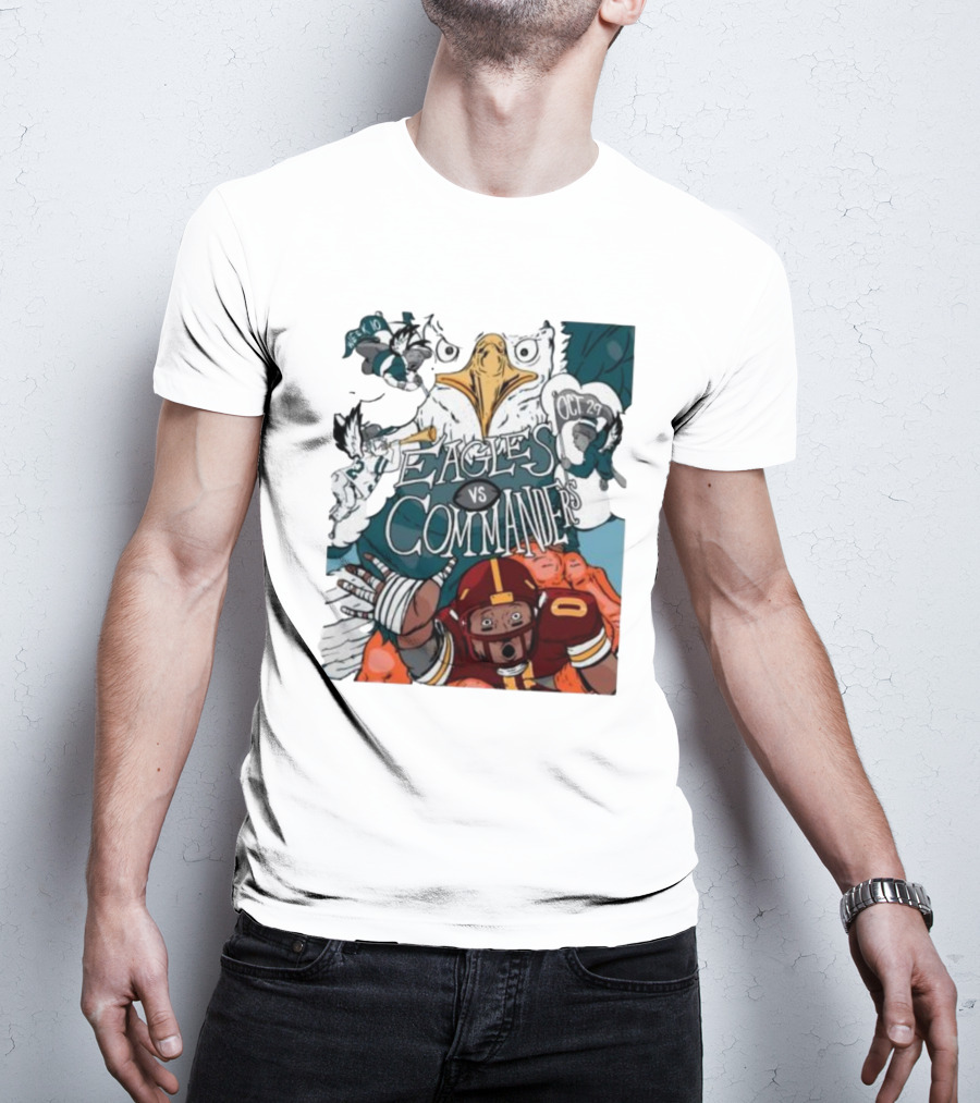 Eagles Vs Commanders Cartoon October 29 Football Showdown T-Shirt