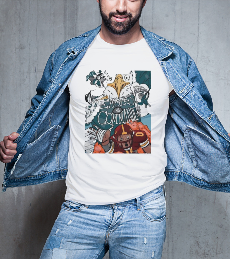 Eagles Vs Commanders Cartoon October 29 Football Showdown T-Shirt