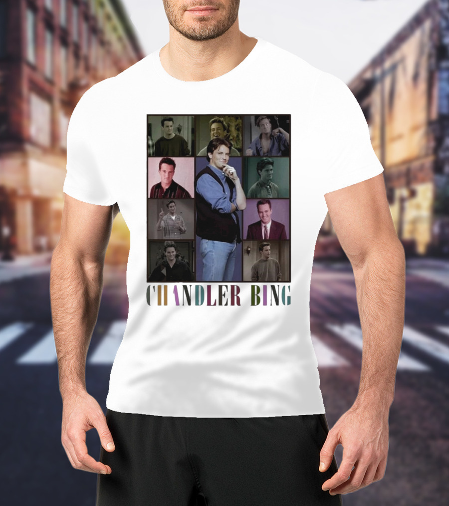 Retro Chandler Bing 90s Sweater Matthew Perry Collage T-Shirt