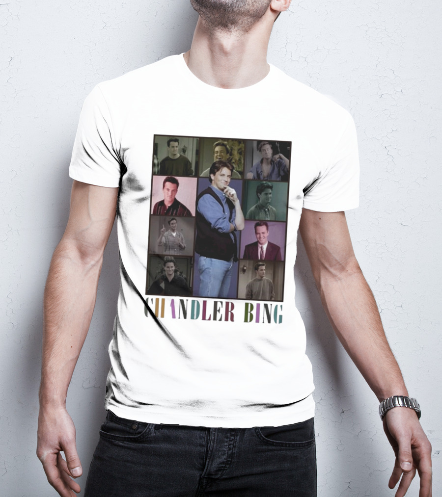 Retro Chandler Bing 90s Sweater Matthew Perry Collage T-Shirt
