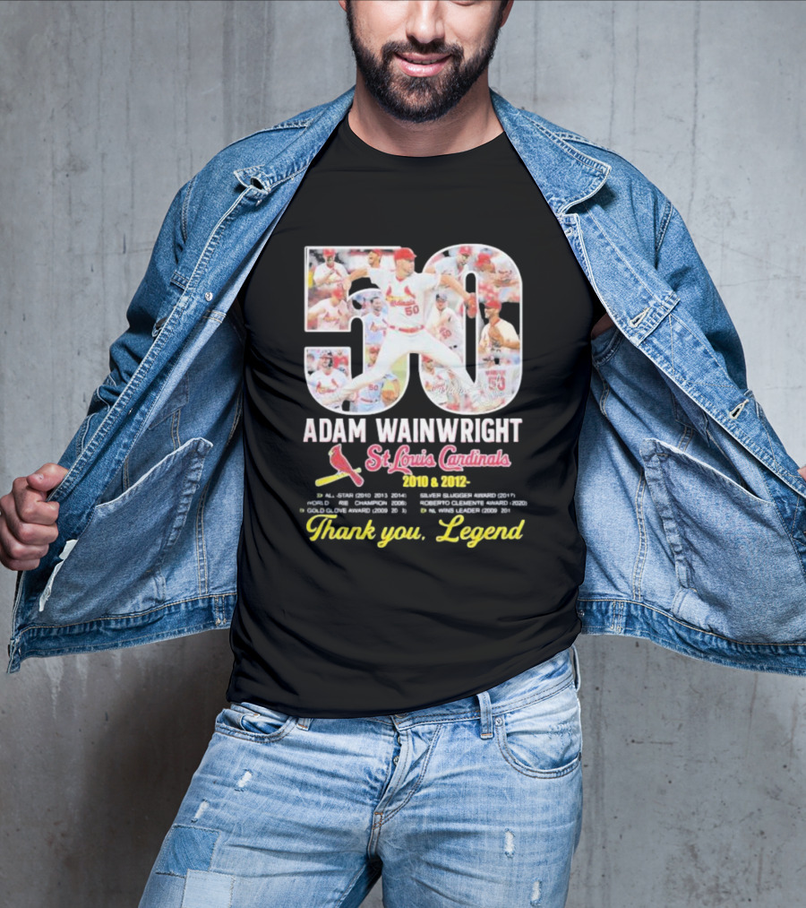 Adam Wainwright St Louis Cardinals 2010 2012 50 Thank You Legend T-Shirt
