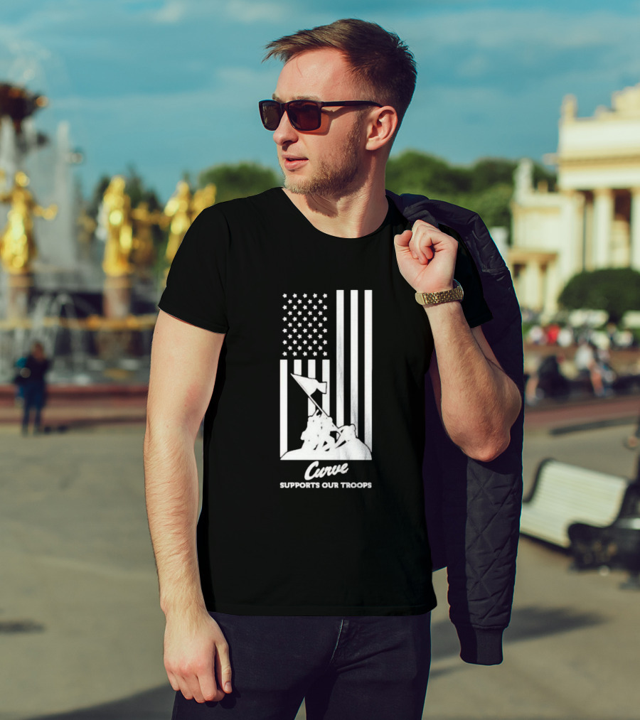 Curve Supports Our Troops Flag Raising T-Shirt