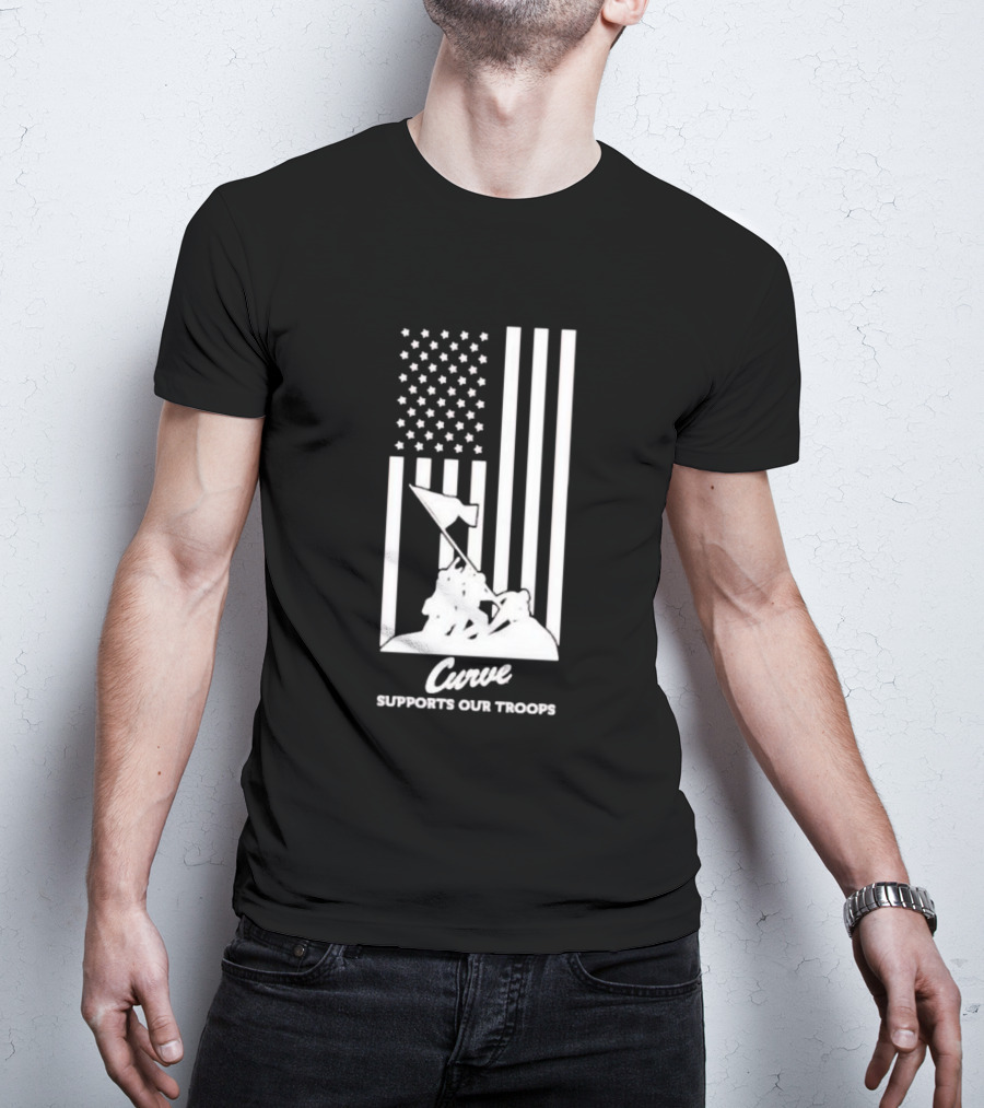 Curve Supports Our Troops Flag Raising T-Shirt