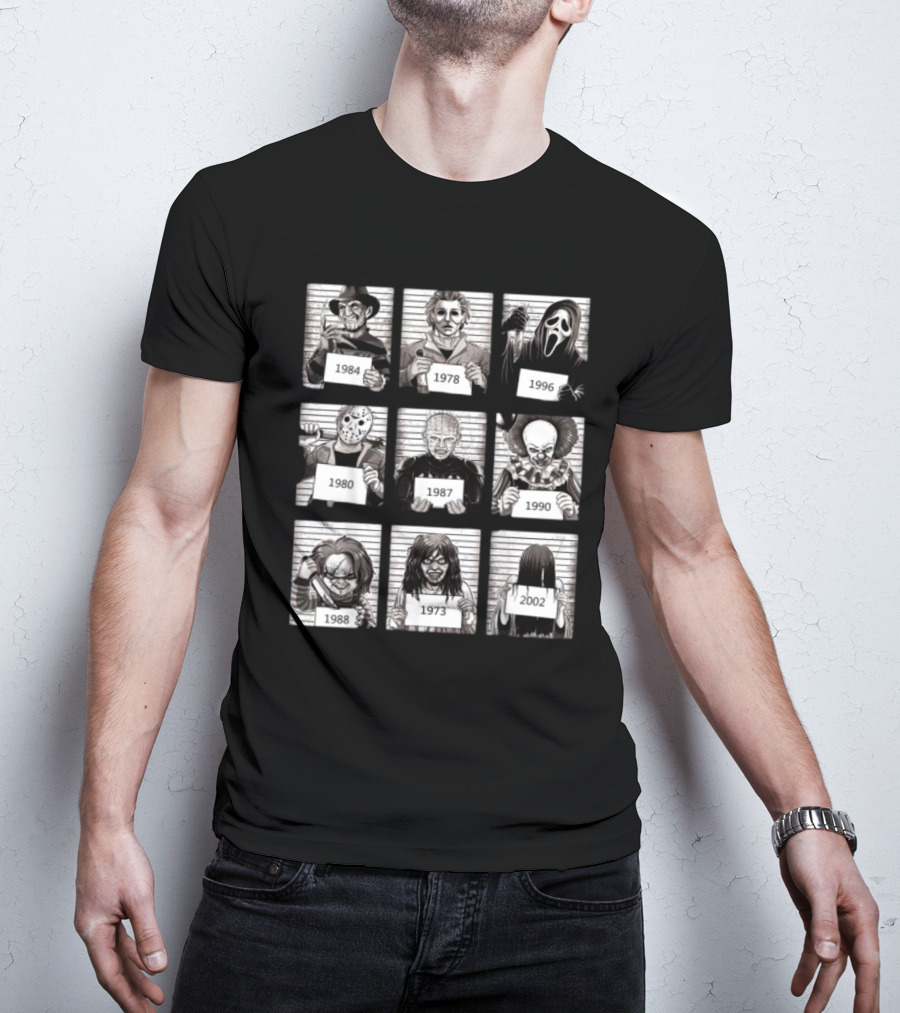 Halloween Horror Legends Killer Shots Freddy Jason Michael Pinhead Pennywise Chucky Samara Ghostface Creepy Fan T-Shirt