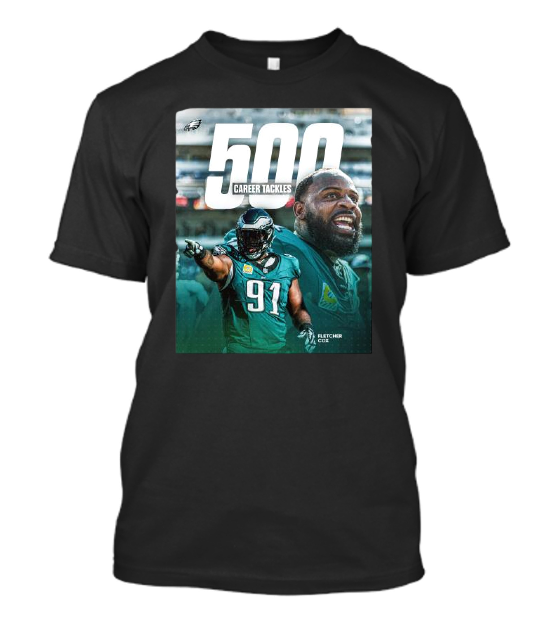 Philadelphia Eagles Fletcher Cox 500 Career Tackles Milestone Achievement T-Shirt