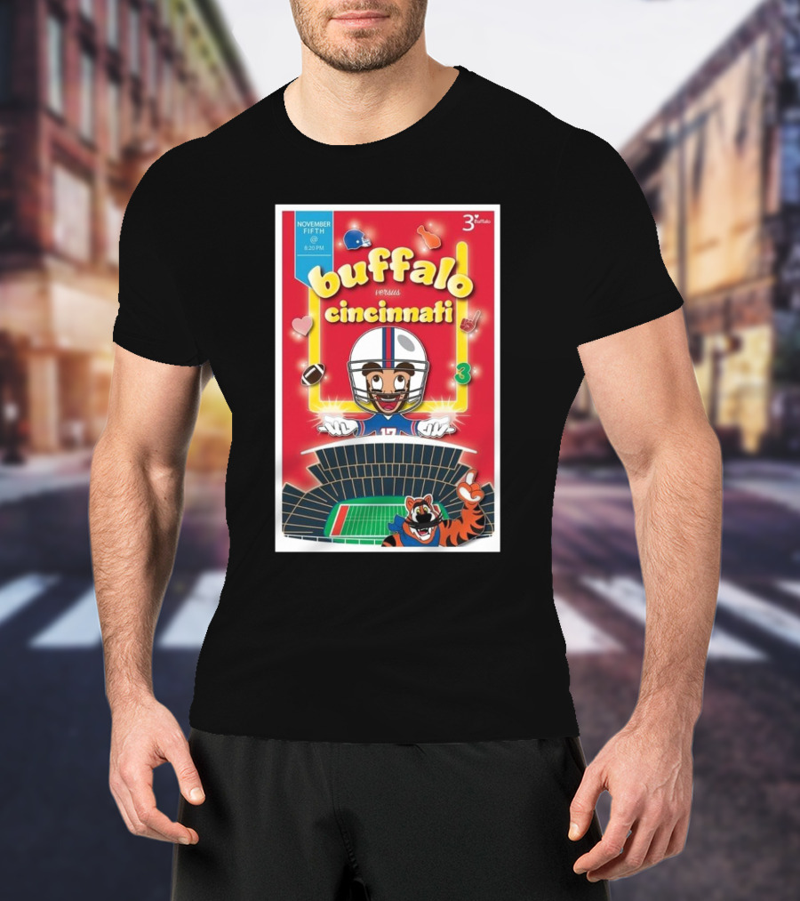 Buffalo Versus Cincinnati November Fifth Football Showdown 3:20 PM Stadium Mascots Clash T-Shirt