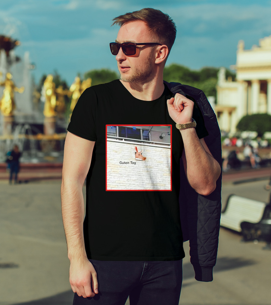 Guten Tag Pig Wall Mount With Brick Background T-Shirt