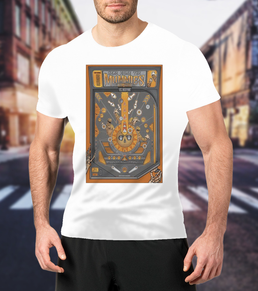 Here Come The Mummies Pinball Artwork Brooklyn Bowl Nashville Oct 31 T-Shirt