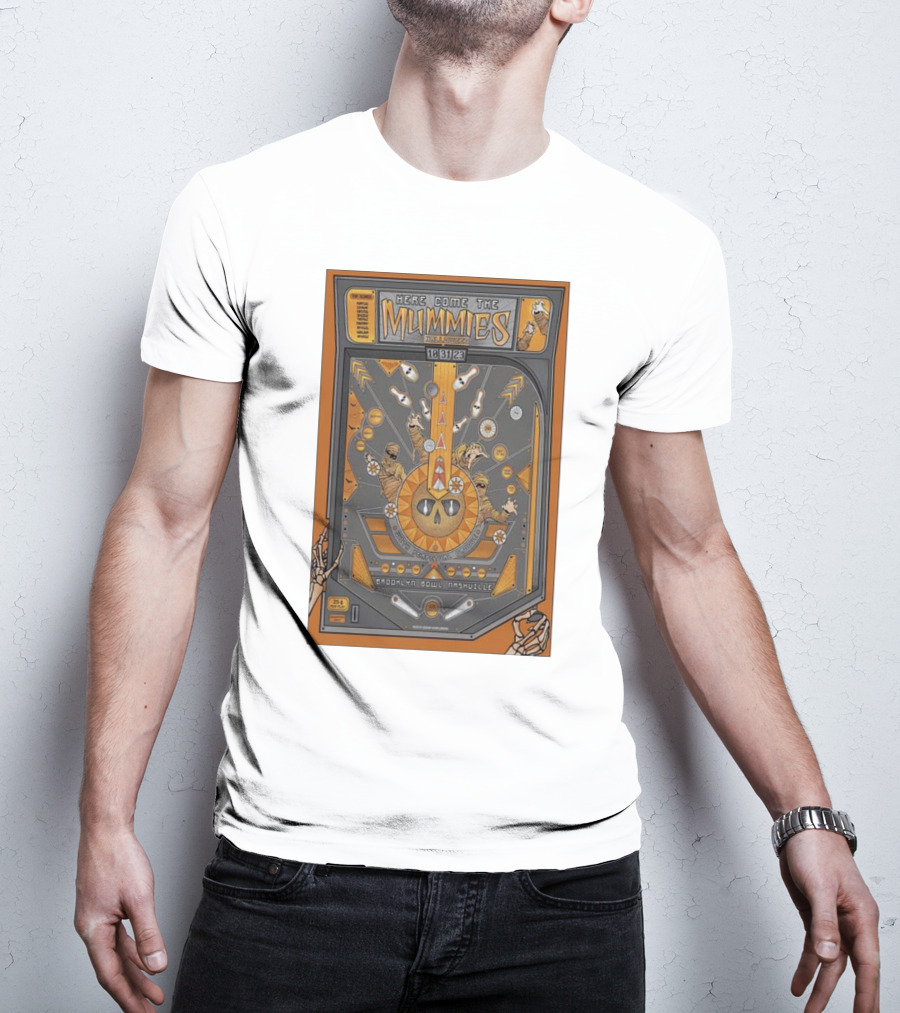 Here Come The Mummies Pinball Artwork Brooklyn Bowl Nashville Oct 31 T-Shirt