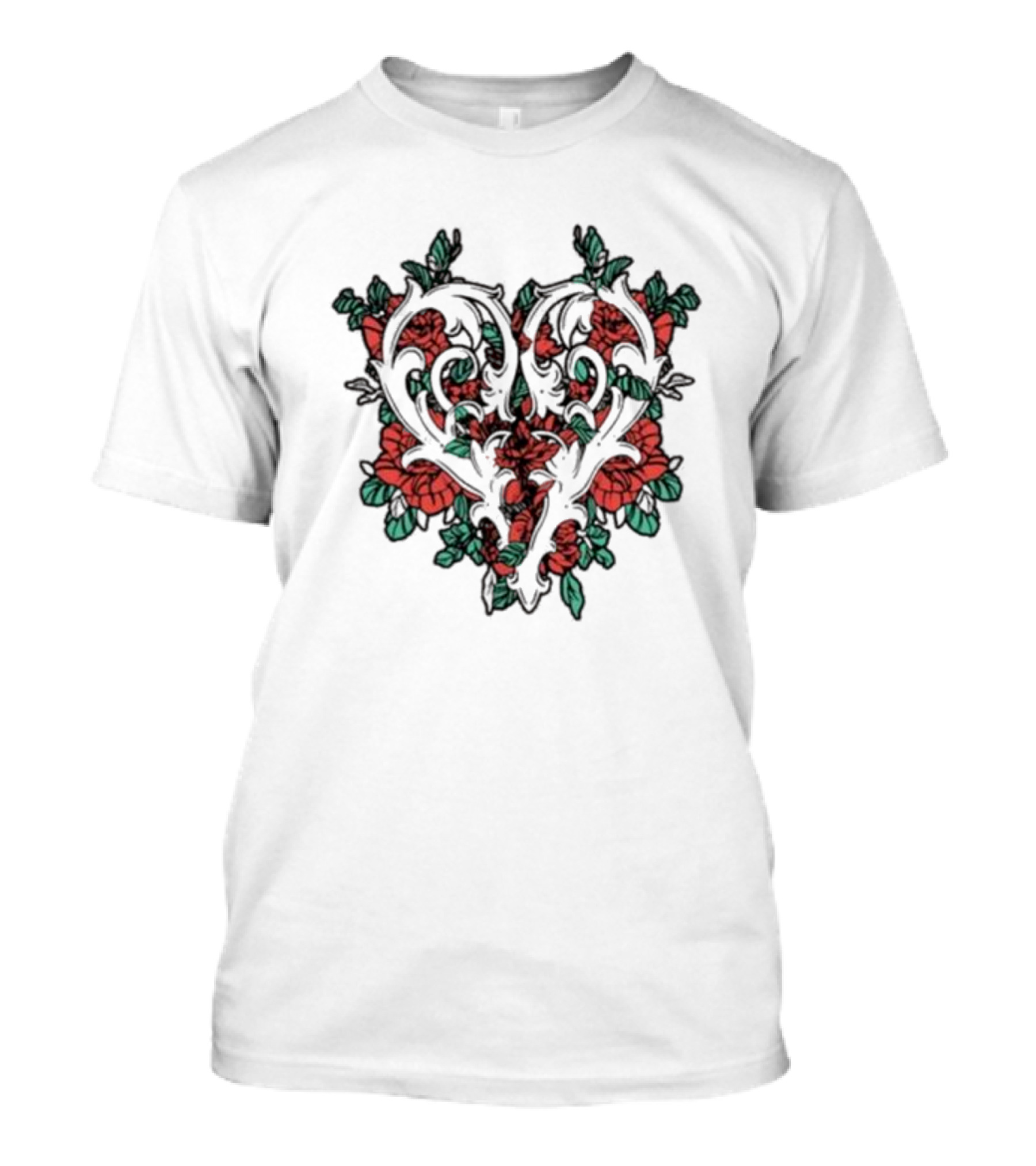 Ricky Olson Heart Floral Design Roses And Vines T-Shirt