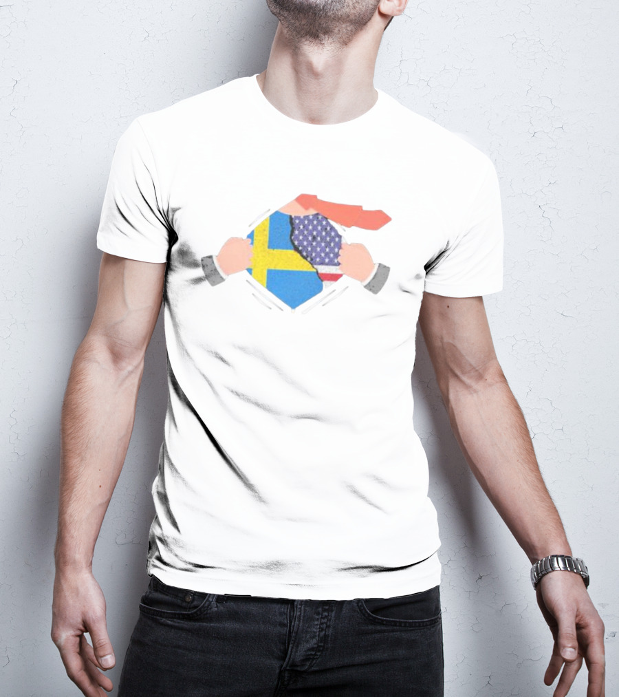 Ripping Off Sweden And America Flag T-Shirt