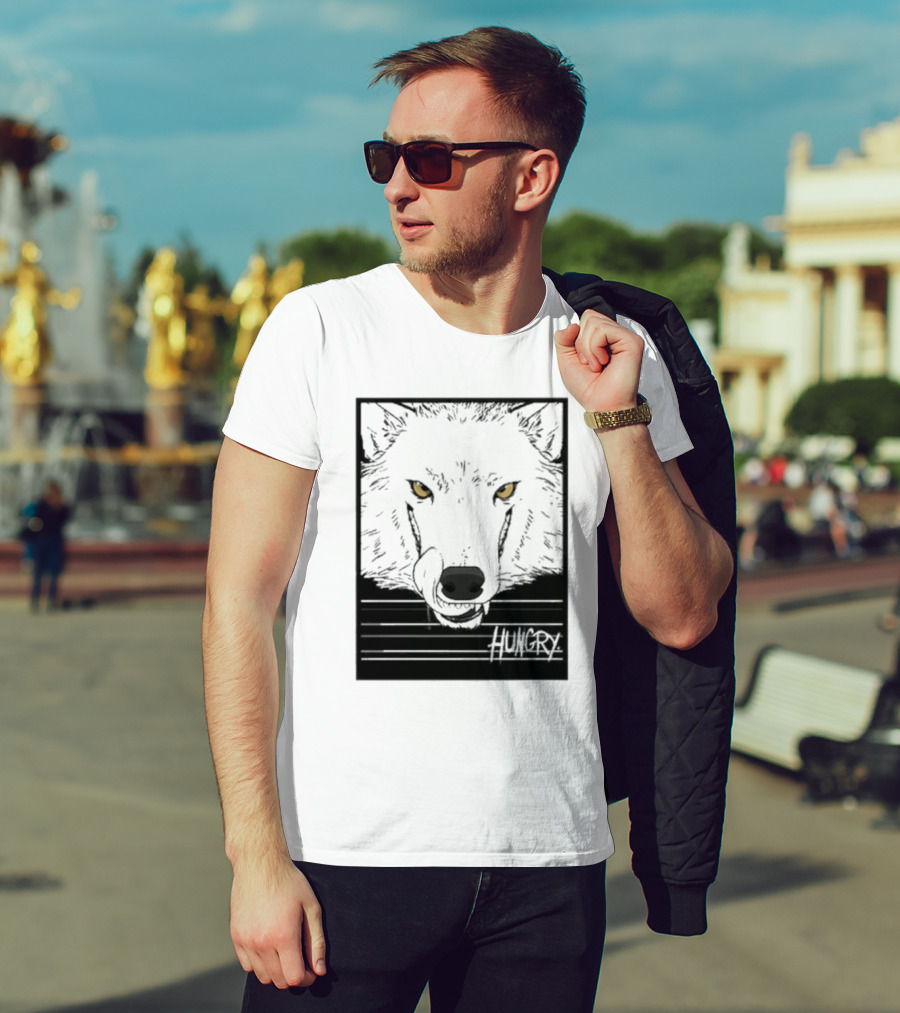 Sloshdog Hungry Wolf Face Yellow Eyes T-Shirt