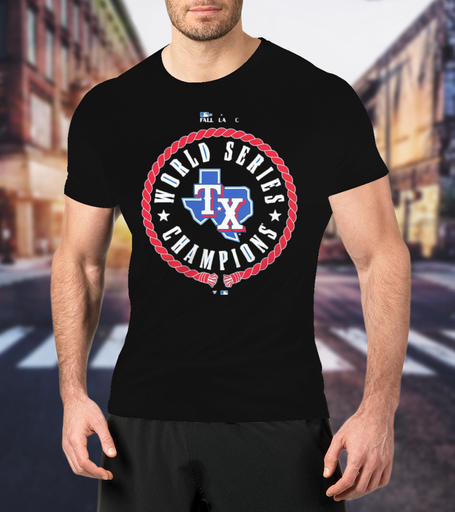 Texas Rangers World Series Champions TX Logo Rope Circle T-Shirt