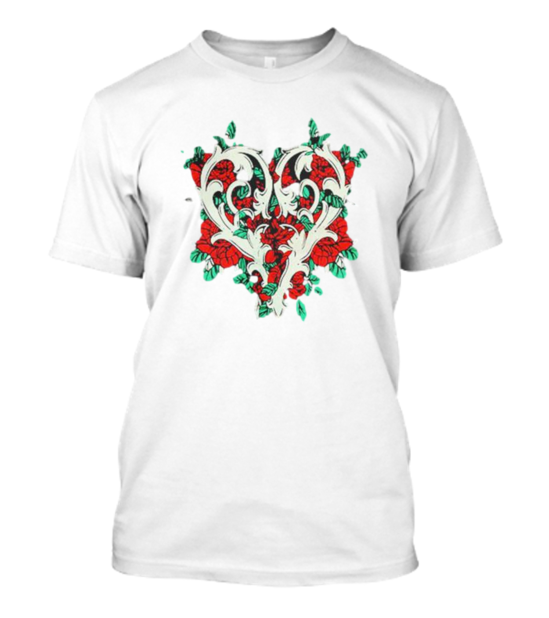 Ricky Olson Heart Floral Roses T-Shirt