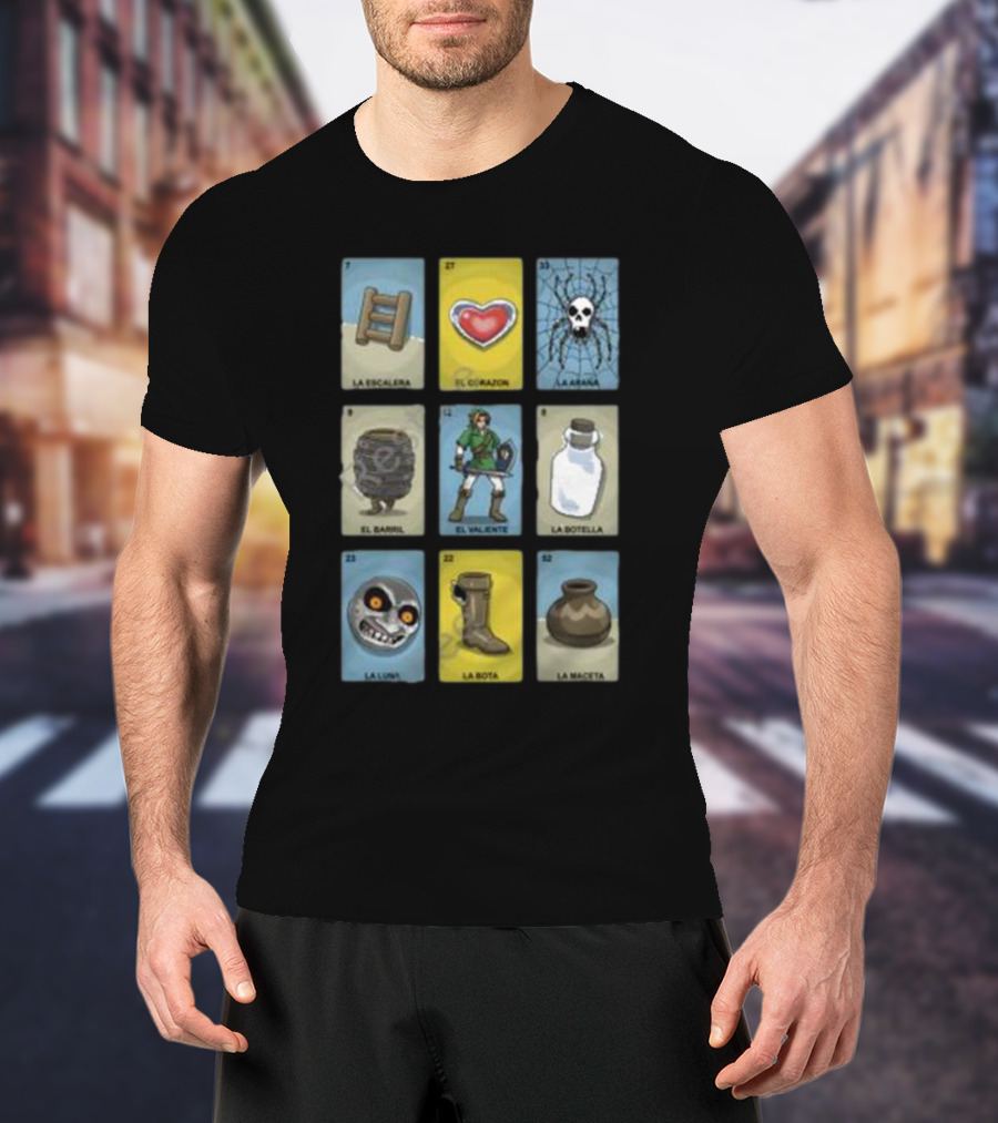 Clay Graham Art Loz Loteria La Escalera El Corazon La Araña El Barril El Valiente La Botella La Luna La Bota La Maceta T-Shirt