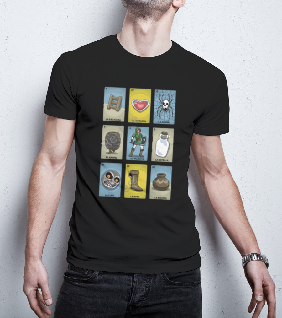 Clay Graham Art Loz Loteria La Escalera El Corazon La Araña El Barril El Valiente La Botella La Luna La Bota La Maceta T-Shirt
